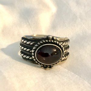 Garnet and sterling silver ring
